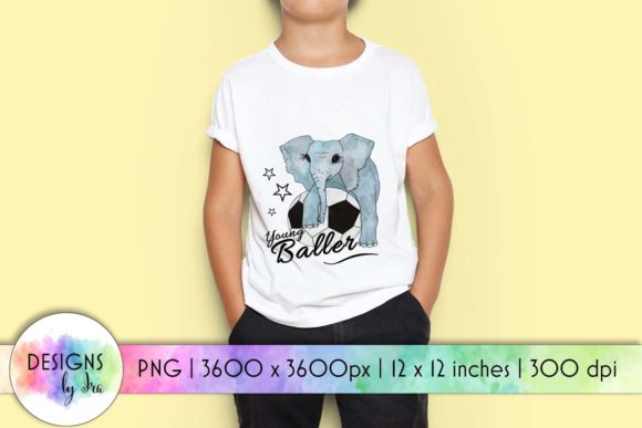 Baby Elephant with Soccer Ball Print: A Playful Graphic for T-Shirt Designs and Beyond