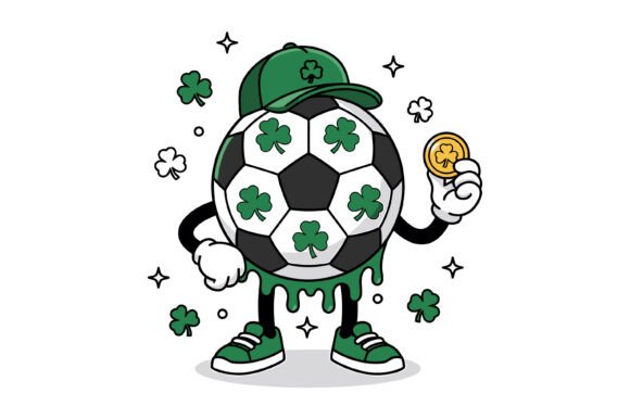 Lucky Shamrock Soccer Mascot Graphics for T-Shirt Designs
