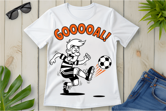Soccer Goal Celebration Cartoon Graphics for T-Shirt Designs
